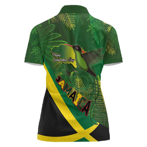 Afro Jamaica Independence Day Women Polo Shirt Swallow-tail Hummingbird with Tropical Plants - African Pride