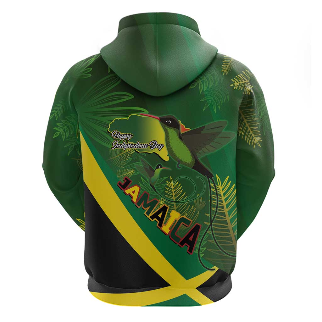 Afro Jamaica Independence Day Zip Hoodie Swallow-tail Hummingbird with Tropical Plants - African Pride