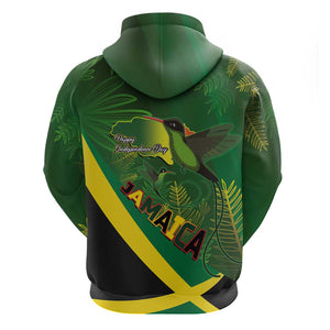 Afro Jamaica Independence Day Zip Hoodie Swallow-tail Hummingbird with Tropical Plants - African Pride