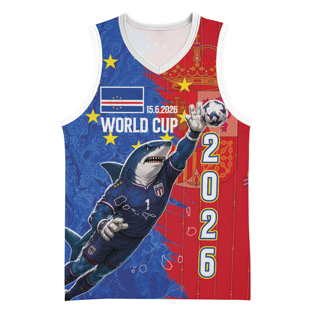 Custom Cape Verde Football 2026 Debut Basketball Jersey Blue Sharks Stand Strong