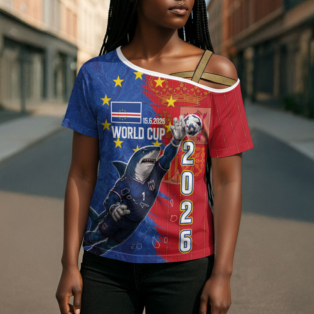 Custom Cape Verde Football 2026 Debut Cross Shoulder Shirt Blue Sharks Stand Strong