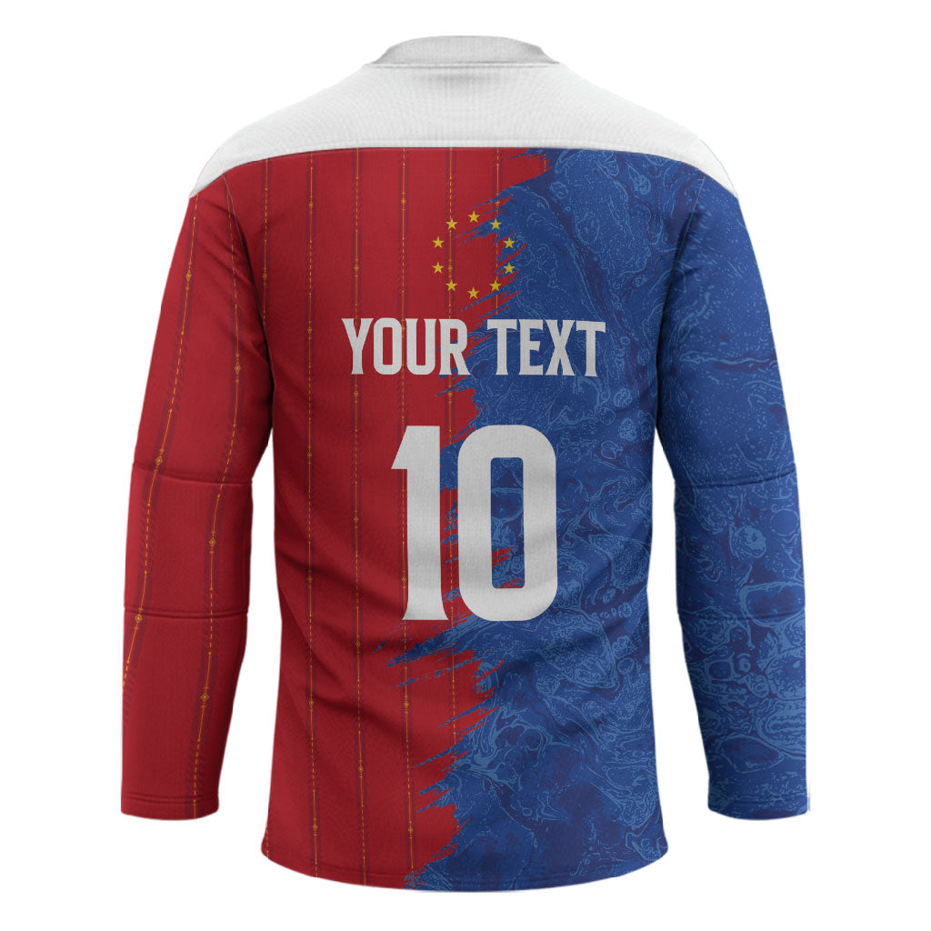 Custom Cape Verde Football 2026 Debut Hockey Jersey Blue Sharks Stand Strong