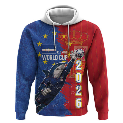 Custom Cape Verde Football 2026 Debut Hoodie Blue Sharks Stand Strong