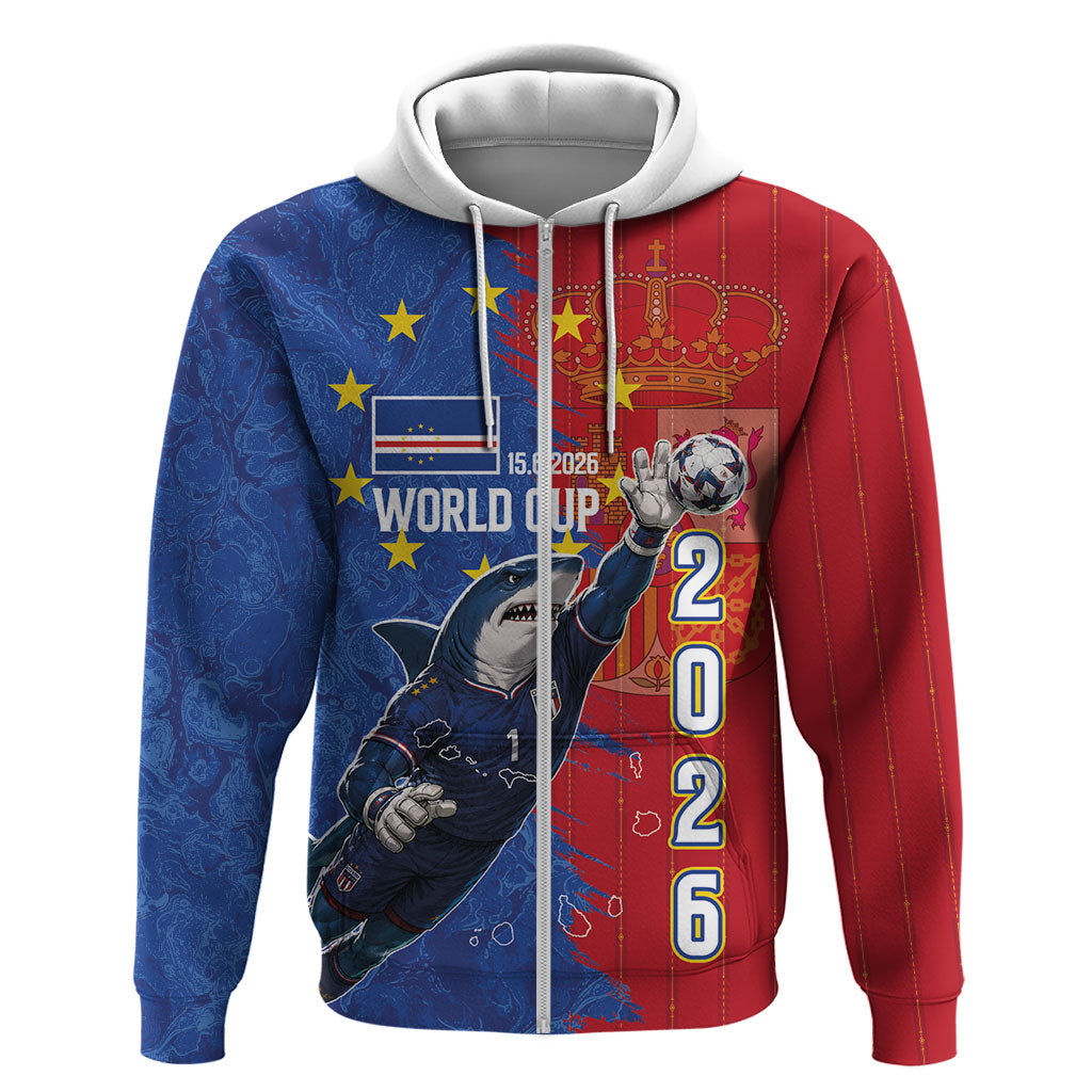 Custom Cape Verde Football 2026 Debut Hoodie Blue Sharks Stand Strong
