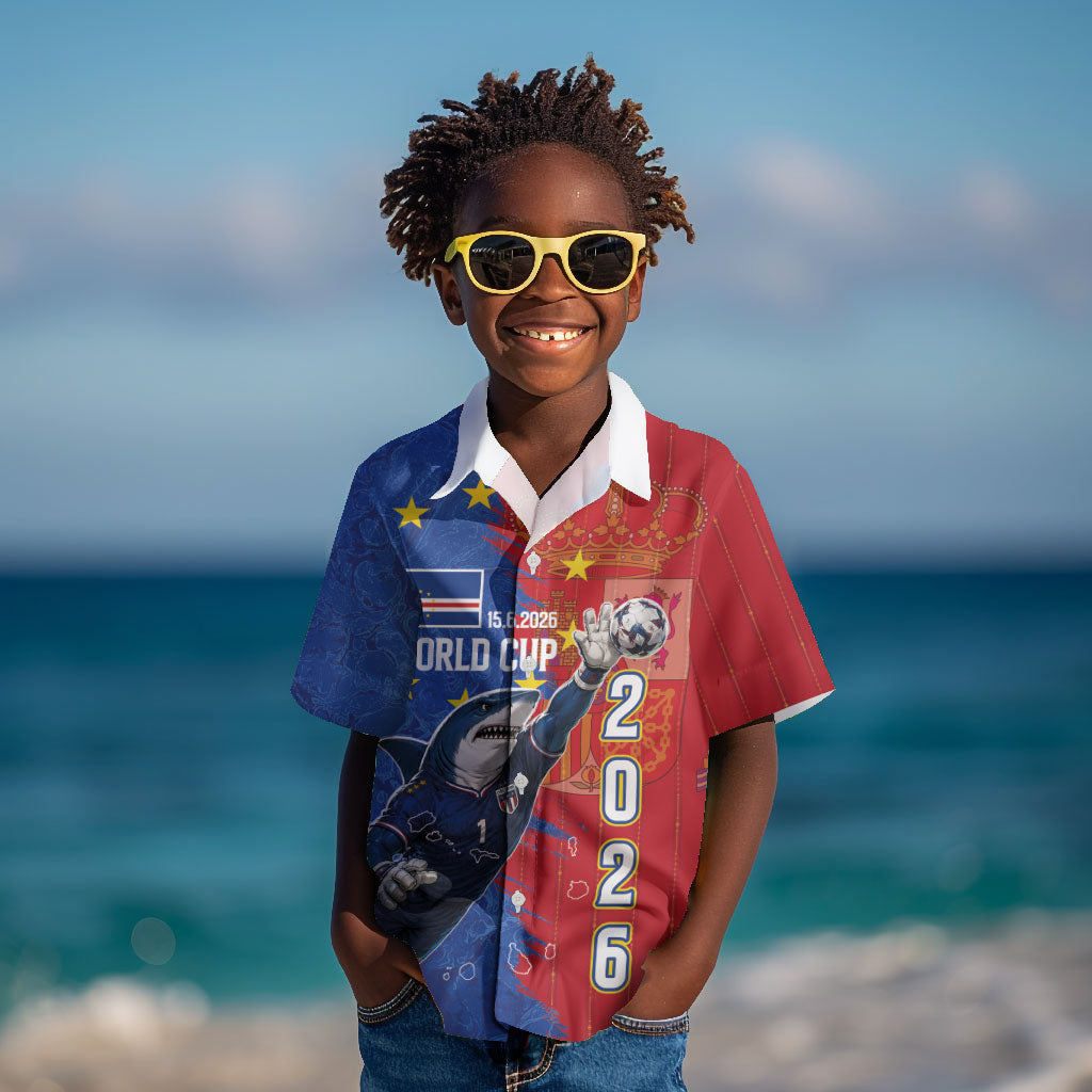 Custom Cape Verde Football 2026 Debut Kid Hawaiian Shirt Blue Sharks Stand Strong