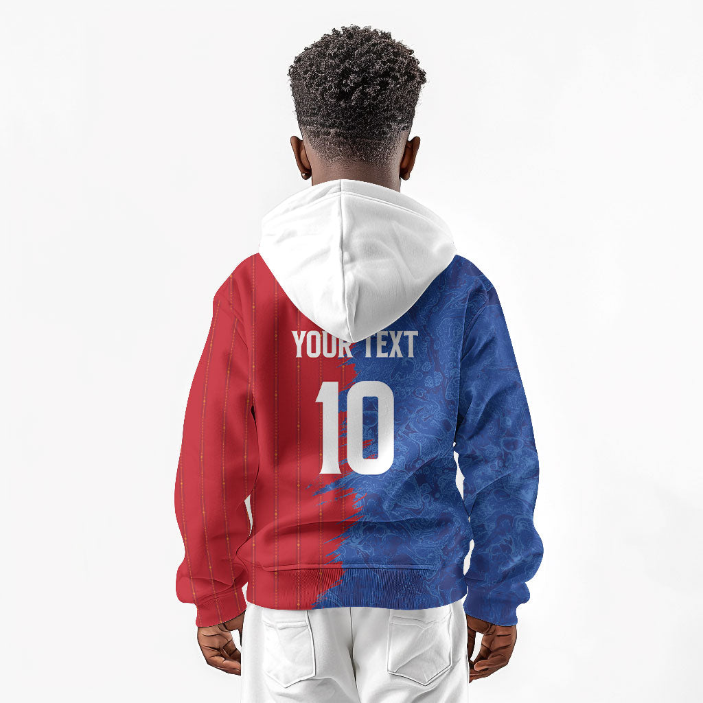 Custom Cape Verde Football 2026 Debut Kid Hoodie Blue Sharks Stand Strong