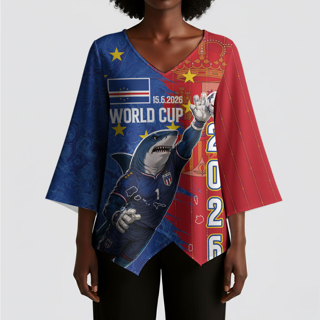 Custom Cape Verde Football 2026 Debut Kimono Sleeve Blouse Blue Sharks Stand Strong