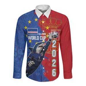Custom Cape Verde Football 2026 Debut Long Sleeve Button Shirt Blue Sharks Stand Strong