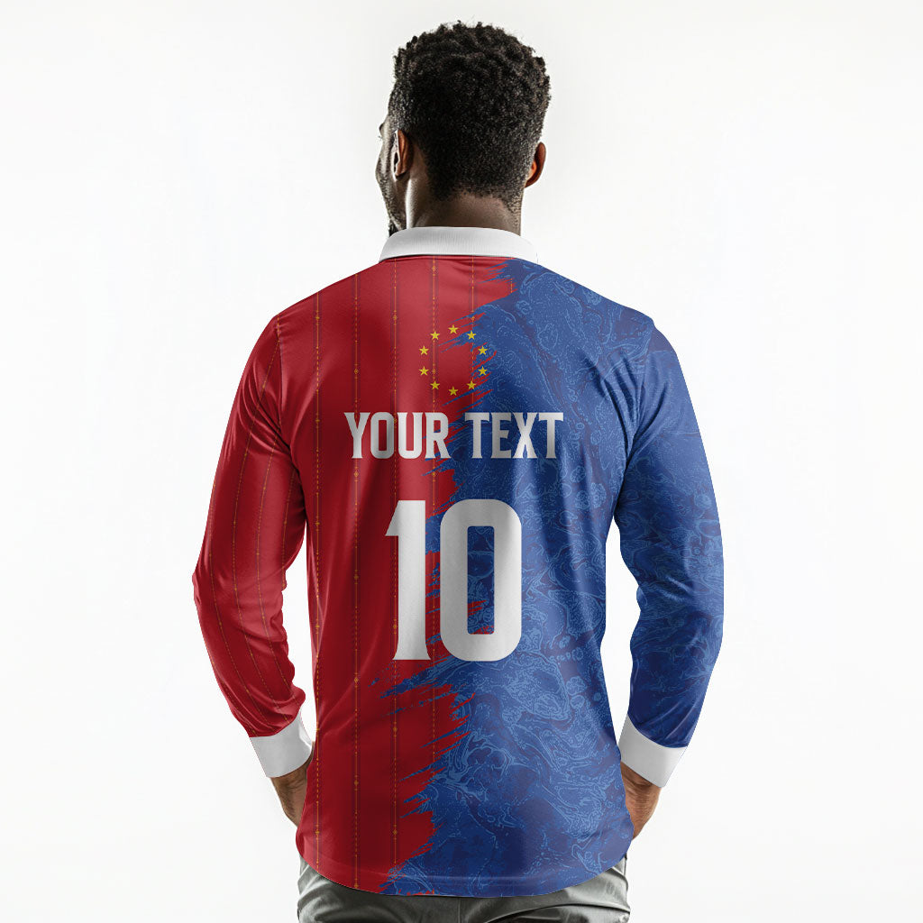 Custom Cape Verde Football 2026 Debut Long Sleeve Polo Shirt Blue Sharks Stand Strong