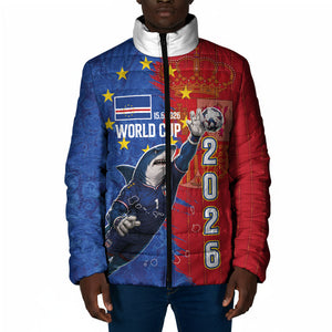 Custom Cape Verde Football 2026 Debut Padded Jacket Blue Sharks Stand Strong