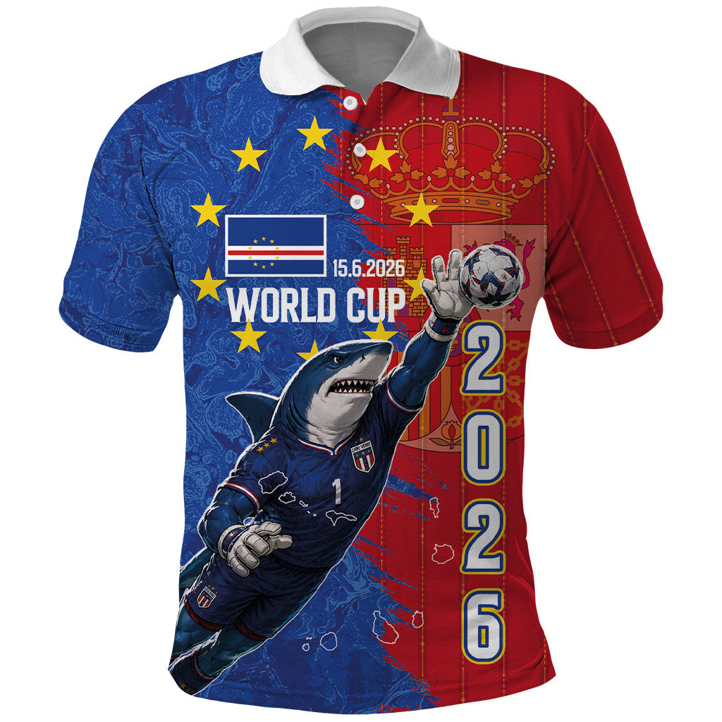Custom Cape Verde Football 2026 Debut Polo Shirt Blue Sharks Stand Strong