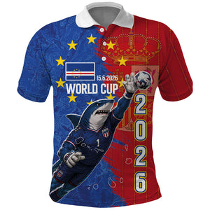 Custom Cape Verde Football 2026 Debut Polo Shirt Blue Sharks Stand Strong