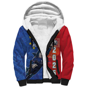 Custom Cape Verde Football 2026 Debut Sherpa Hoodie Blue Sharks Stand Strong