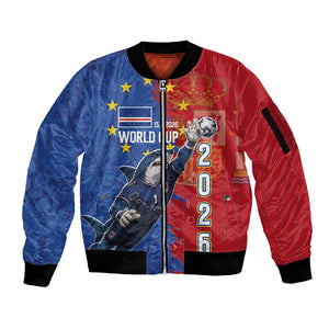 Custom Cape Verde Football 2026 Debut Sleeve Zip Bomber Jacket Blue Sharks Stand Strong
