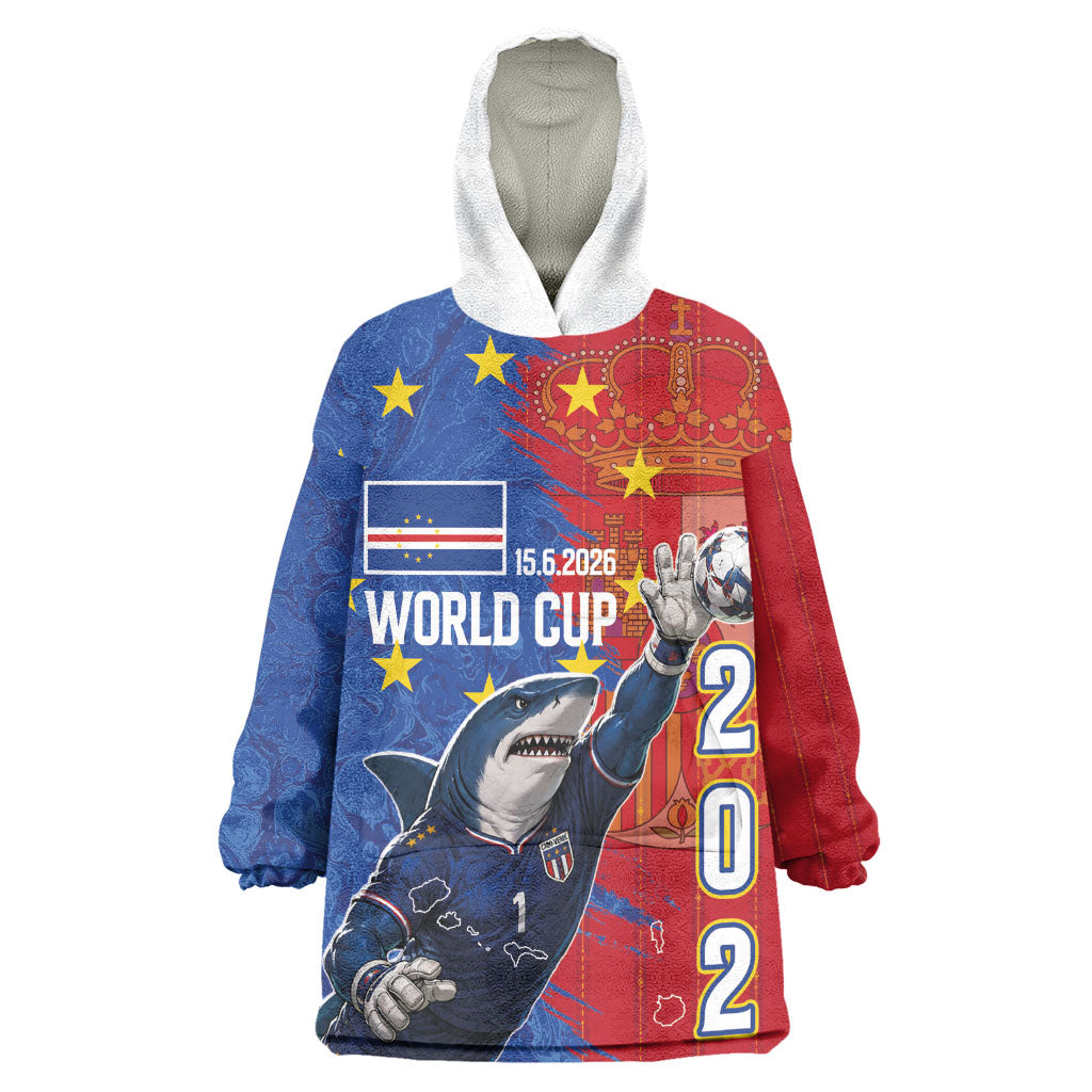 Custom Cape Verde Football 2026 Debut Wearable Blanket Hoodie Blue Sharks Stand Strong