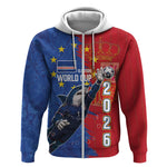 Custom Cape Verde Football 2026 Debut Zip Hoodie Blue Sharks Stand Strong