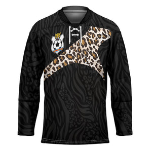 Custom DR Congo Football Hockey Jersey Leopards Texture Wild Black