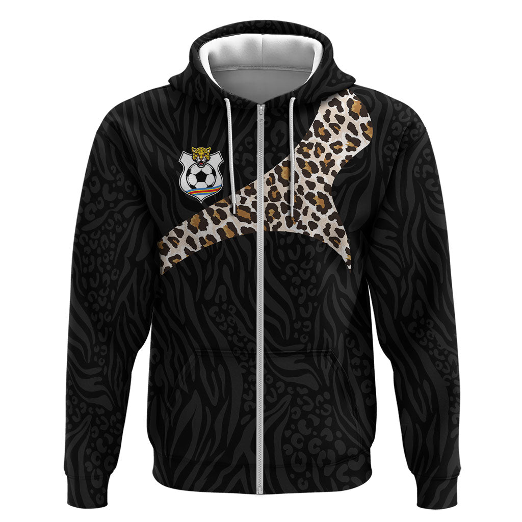 Custom DR Congo Football Hoodie Leopards Texture Wild Black