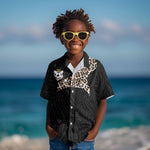 Custom DR Congo Football Kid Hawaiian Shirt Leopards Texture Wild Black
