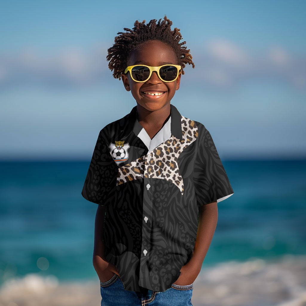 Custom DR Congo Football Kid Hawaiian Shirt Leopards Texture Wild Black
