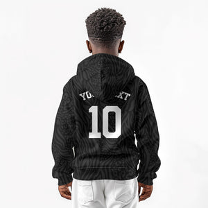 Custom DR Congo Football Kid Hoodie Leopards Texture Wild Black