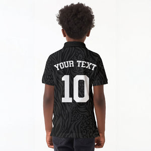 Custom DR Congo Football Kid Polo Shirt Leopards Texture Wild Black