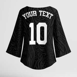 Custom DR Congo Football Kimono Sleeve Blouse Leopards Texture Wild Black