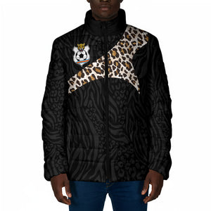 Custom DR Congo Football Padded Jacket Leopards Texture Wild Black
