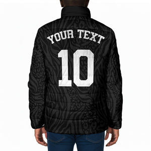 Custom DR Congo Football Padded Jacket Leopards Texture Wild Black