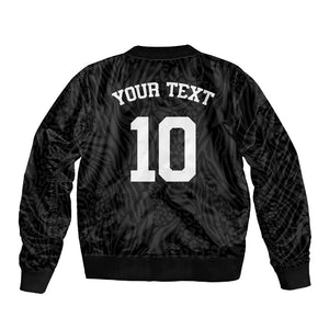 Custom DR Congo Football Sleeve Zip Bomber Jacket Leopards Texture Wild Black
