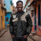 Custom DR Congo Football Sleeve Zip Bomber Jacket Leopards Texture Wild Black