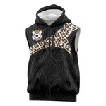 Custom DR Congo Football Sleeveless Zip Hoodie Leopards Texture Wild Black