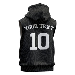Custom DR Congo Football Sleeveless Zip Hoodie Leopards Texture Wild Black