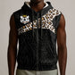 Custom DR Congo Football Sleeveless Zip Hoodie Leopards Texture Wild Black