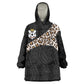 Custom DR Congo Football Wearable Blanket Hoodie Leopards Texture Wild Black