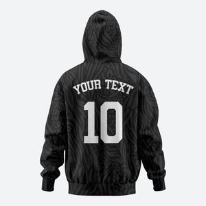 Custom DR Congo Football Zip Hoodie Leopards Texture Wild Black