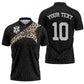 Custom DR Congo Football Zipper Polo Shirt Leopards Texture Wild Black