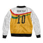 Custom Ghana Football Bomber Jacket Abstract Flag and Kente Pattern