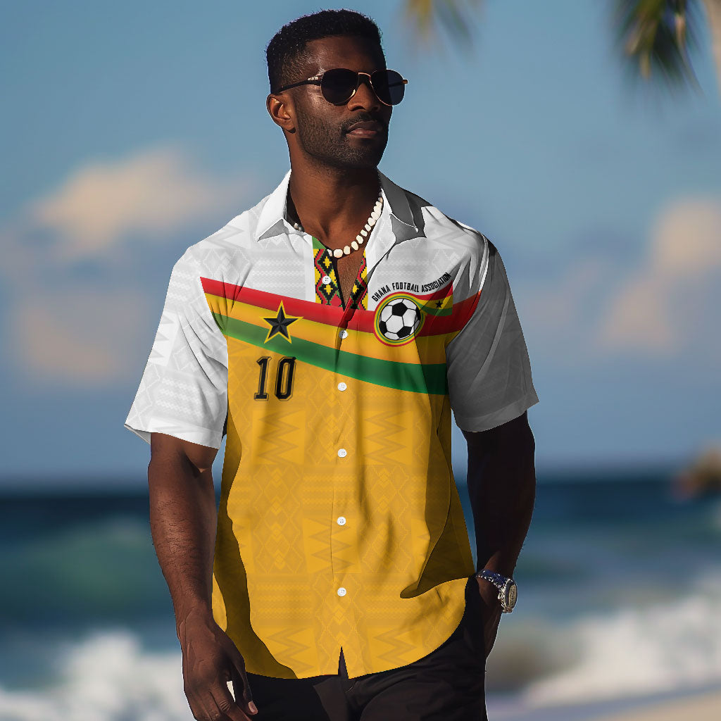 Custom Ghana Football Hawaiian Shirt Abstract Flag and Kente Pattern