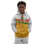Custom Ghana Football Kid Hoodie Abstract Flag and Kente Pattern