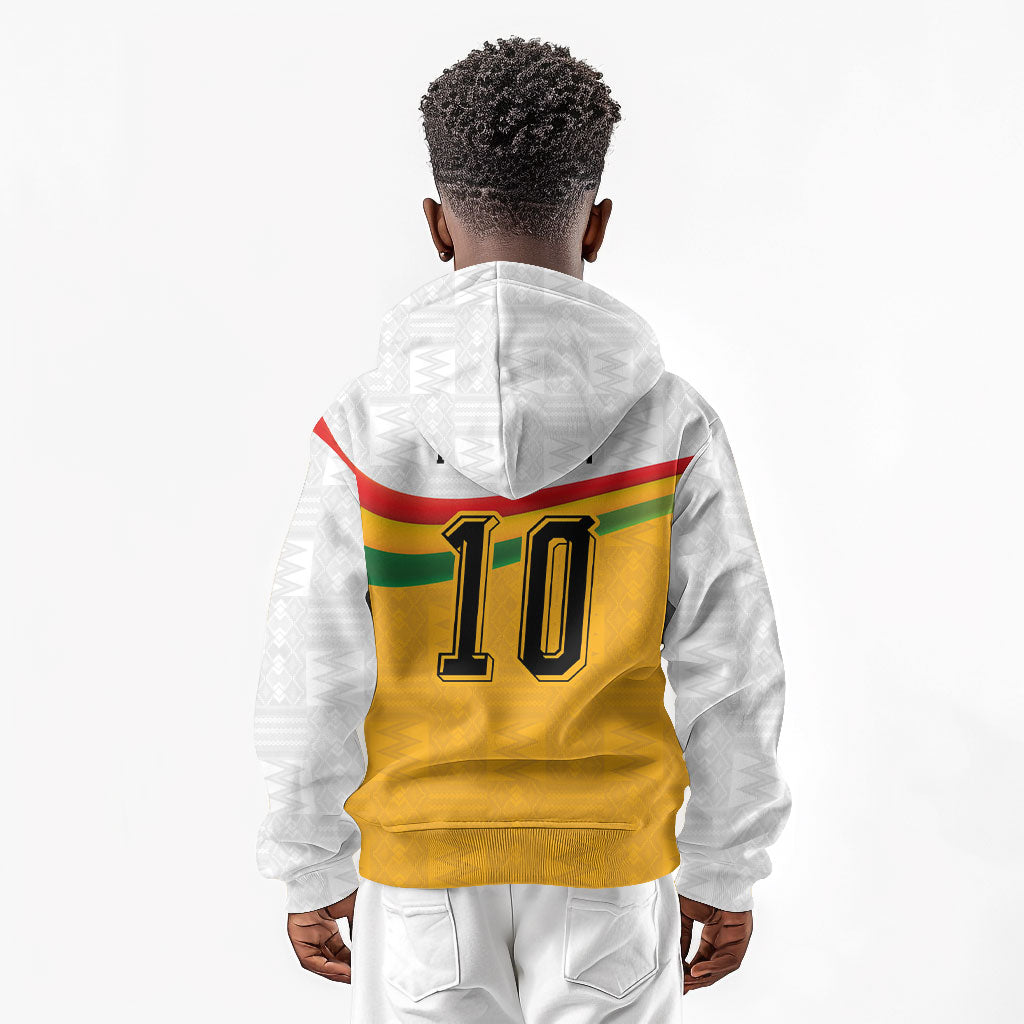 Custom Ghana Football Kid Hoodie Abstract Flag and Kente Pattern