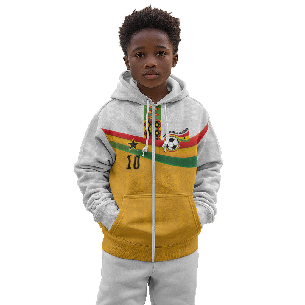 Custom Ghana Football Kid Hoodie Abstract Flag and Kente Pattern