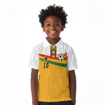 Custom Ghana Football Kid Polo Shirt Abstract Flag and Kente Pattern