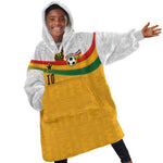 Custom Ghana Football Kid Wearable Blanket Hoodie Abstract Flag and Kente Pattern