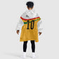 Custom Ghana Football Kid Wearable Blanket Hoodie Abstract Flag and Kente Pattern