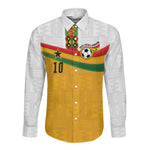 Custom Ghana Football Long Sleeve Button Shirt Abstract Flag and Kente Pattern