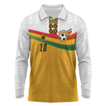 Custom Ghana Football Long Sleeve Polo Shirt Abstract Flag and Kente Pattern
