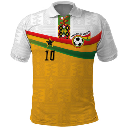 Custom Ghana Football Polo Shirt Abstract Flag and Kente Pattern
