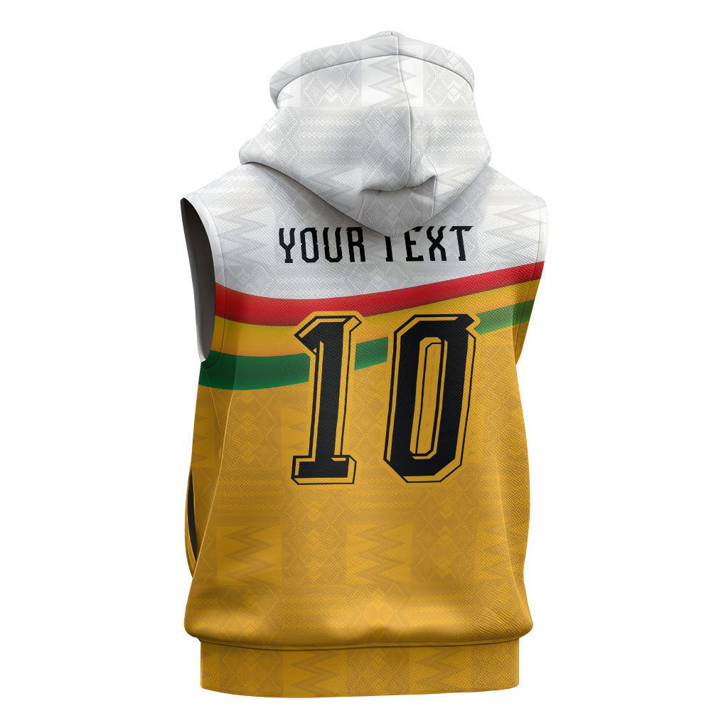Custom Ghana Football Sleeveless Hoodie Abstract Flag and Kente Pattern