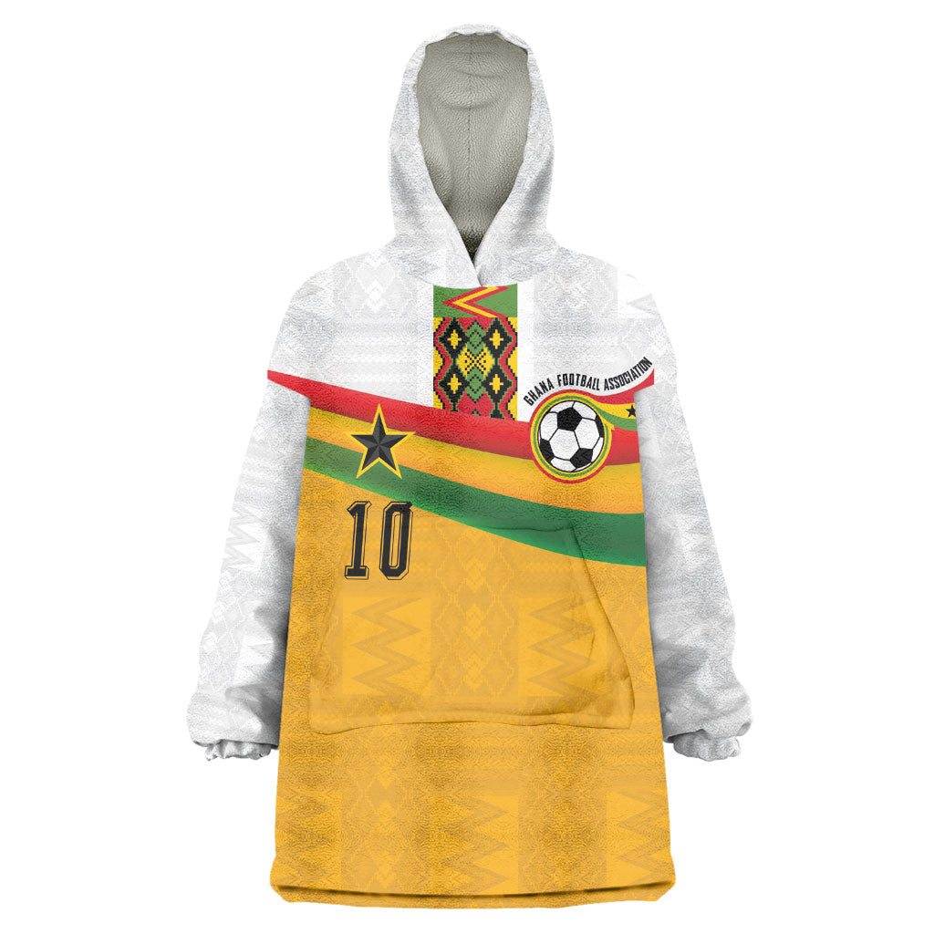 Custom Ghana Football Wearable Blanket Hoodie Abstract Flag and Kente Pattern